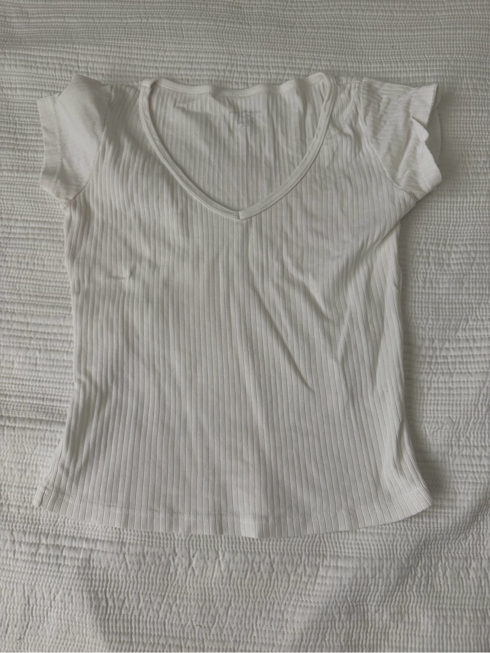 Brandy Melville one size ribbed white v neck